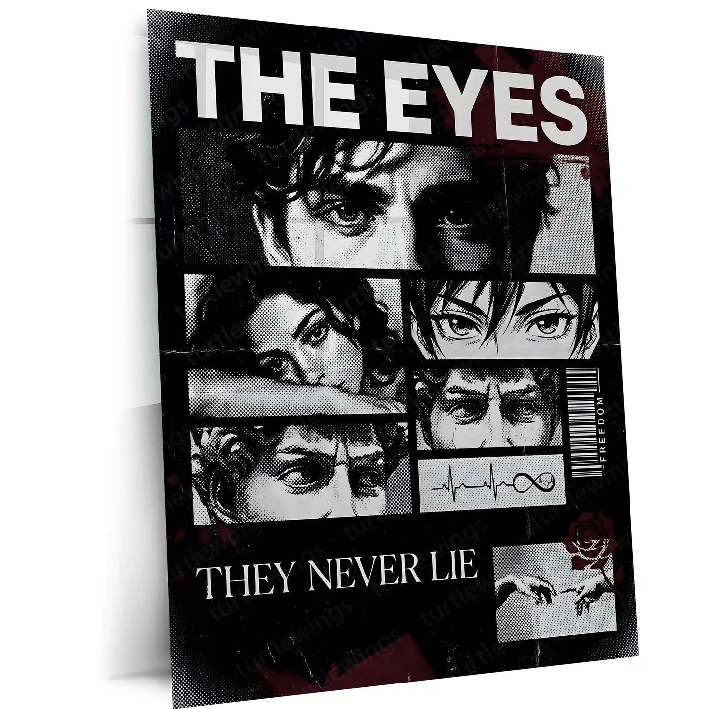 Quote Metal Poster | The Eyes – They Never Lie Metal Frame Truth, Intuition & Unspoken Reality Psychological Quote Wall Art | Dark Minimal Mindset Metal Poster - TURTLEWINGS 