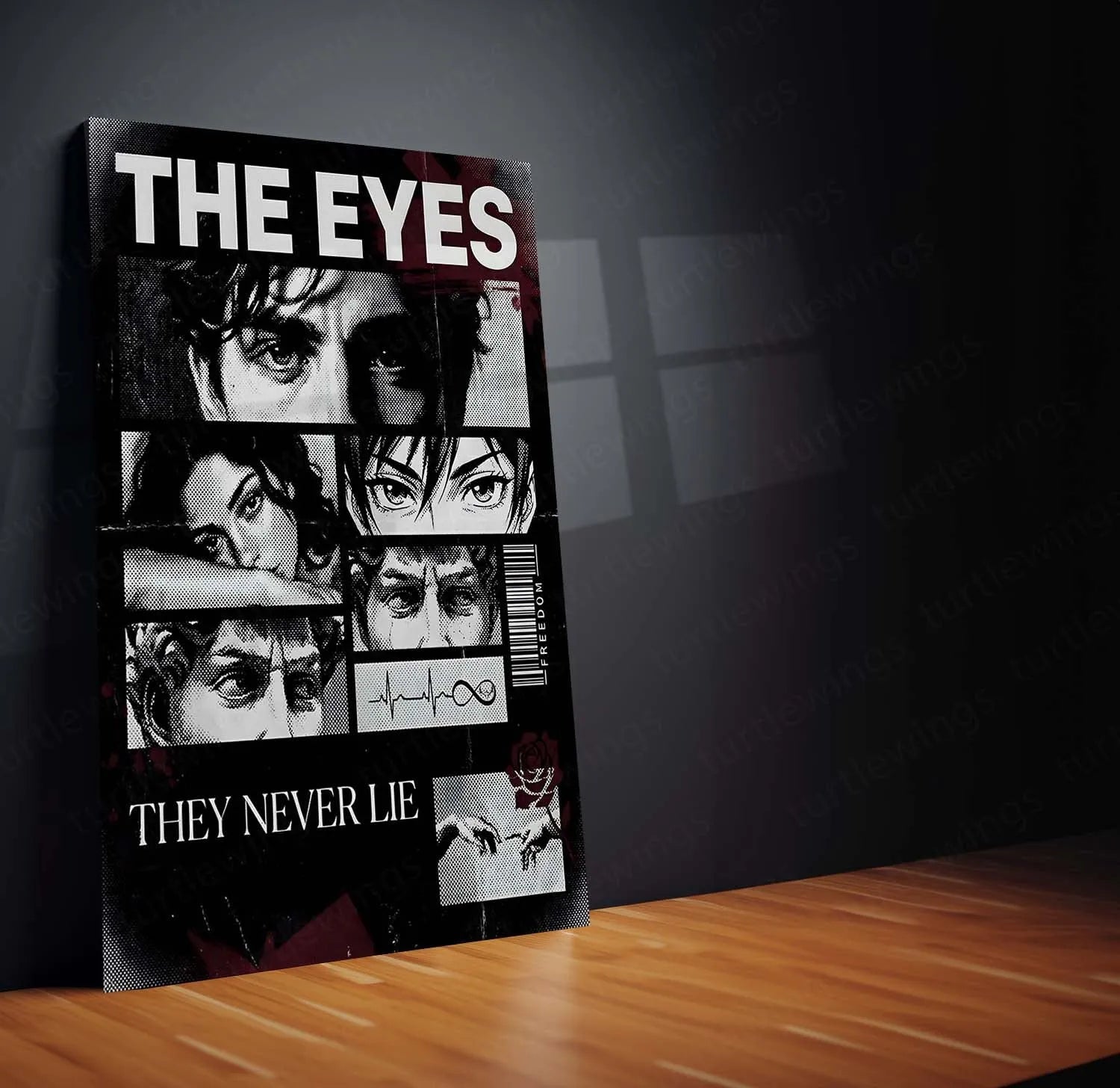 Quote Metal Poster | The Eyes – They Never Lie Metal Frame Truth, Intuition & Unspoken Reality Psychological Quote Wall Art | Dark Minimal Mindset Metal Poster - TURTLEWINGS 