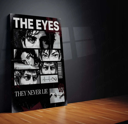 Quote Metal Poster | The Eyes – They Never Lie Metal Frame Truth, Intuition & Unspoken Reality Psychological Quote Wall Art | Dark Minimal Mindset Metal Poster - TURTLEWINGS 