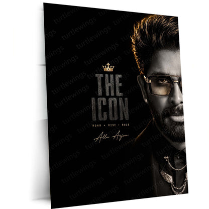 The Icon Allu Arjun Metal Poster | Premium Stylish Telugu Superstar Wall Art