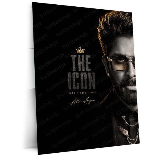 The Icon Allu Arjun Metal Poster | Premium Stylish Telugu Superstar Wall Art