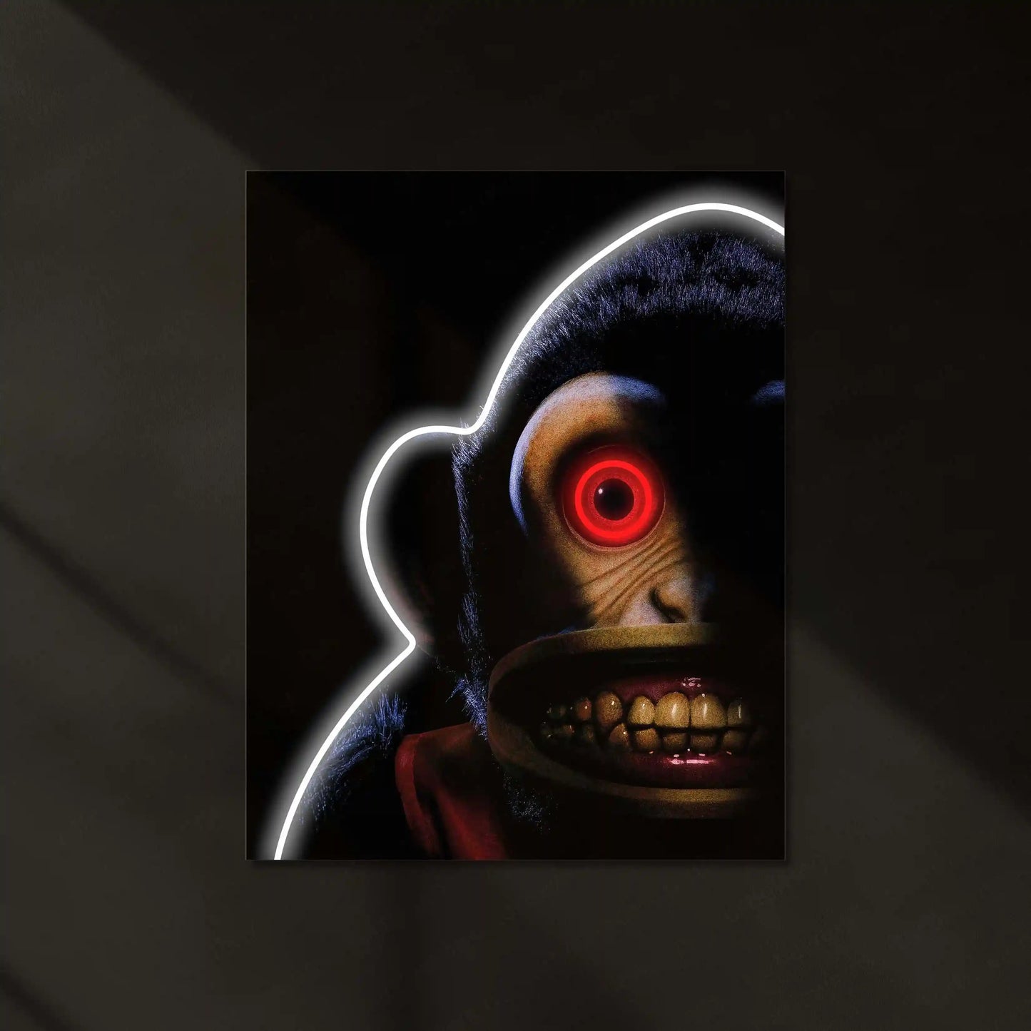 Evil Monkey Neon LED Frame | Horror Aesthetic Wall Art | Dark Creepy Glow Design - TURTLEWINGS