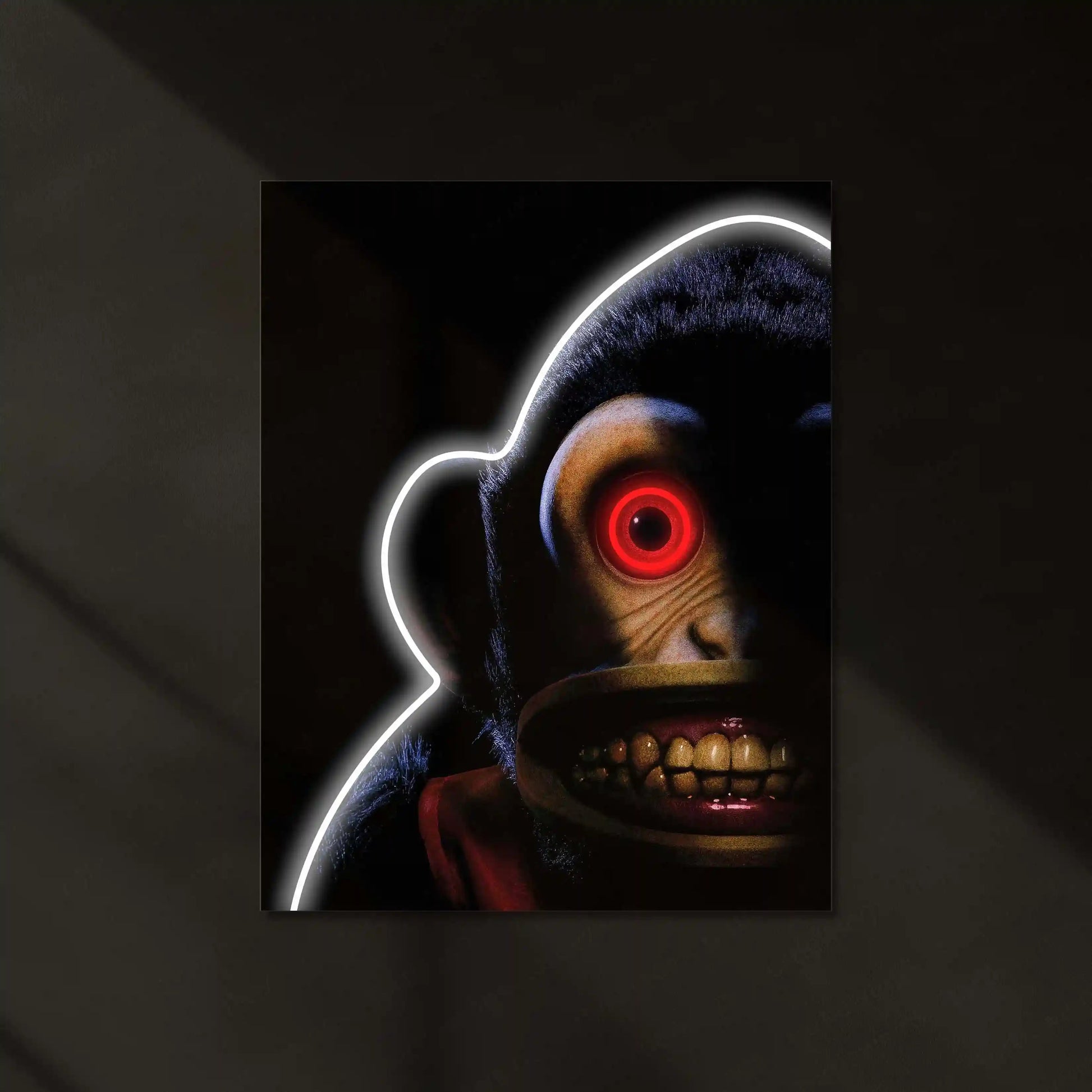 Evil Monkey Neon LED Frame | Horror Aesthetic Wall Art | Dark Creepy Glow Design - TURTLEWINGS