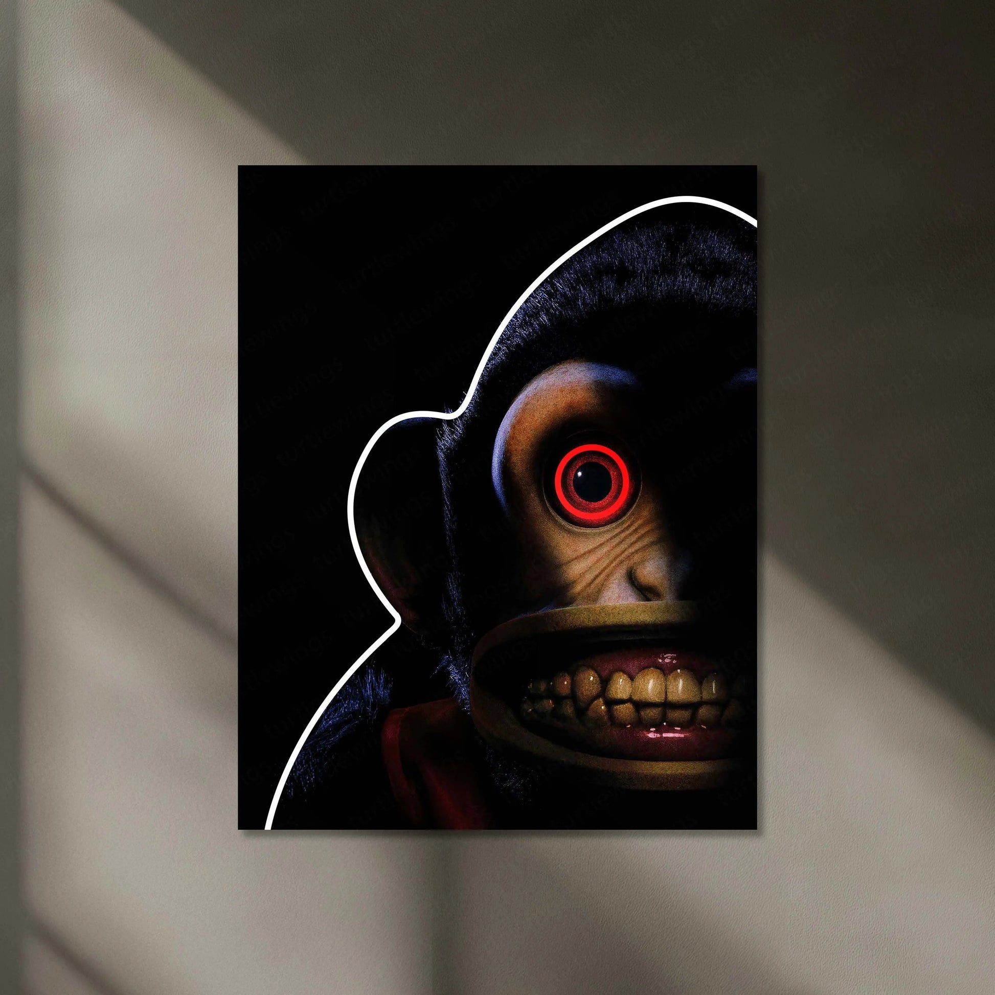 Evil Monkey Neon LED Frame | Horror Aesthetic Wall Art | Dark Creepy Glow Design - TURTLEWINGS
