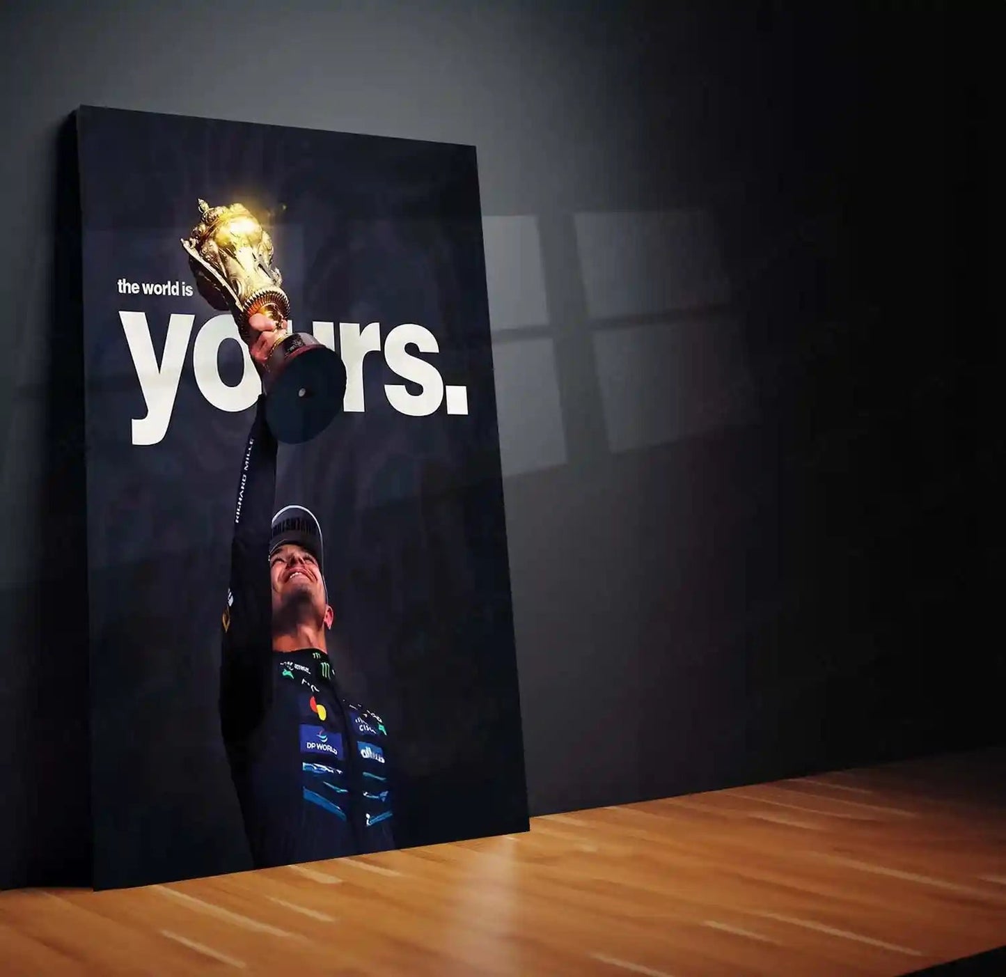 Quote Metal Poster | Lando Norris – The World Is Yours Metal Frame Victory Mindset & Next-Gen Champion Energy Wall Art | Formula 1 Triumph Metal Poster - TURTLEWINGS