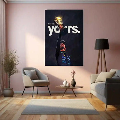 Quote Metal Poster | Lando Norris – The World Is Yours Metal Frame Victory Mindset & Next-Gen Champion Energy Wall Art | Formula 1 Triumph Metal Poster - TURTLEWINGS