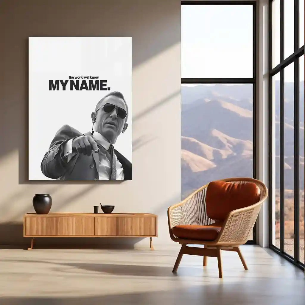 Quote Metal Poster | Daniel Craig – The World Will Know My Name Metal Frame Unshakable Confidence & Legacy Energy Wall Art | Iconic Power Statement Metal Poster - TURTLEWINGS