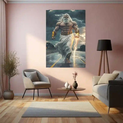 Zeus Metal Poster | Greek God of Thunder Wall Art | Mythology-Inspired Decor - TURTLEWINGS