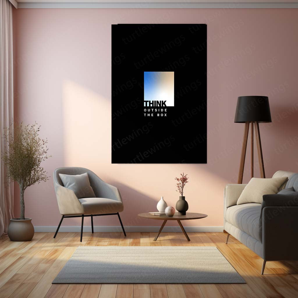Think Outside the Box Metal Frame – Creative Mindset Poster Art | Motivational Wall Decor for Office, Studio & Study Spaces - TURTLEWINGS
