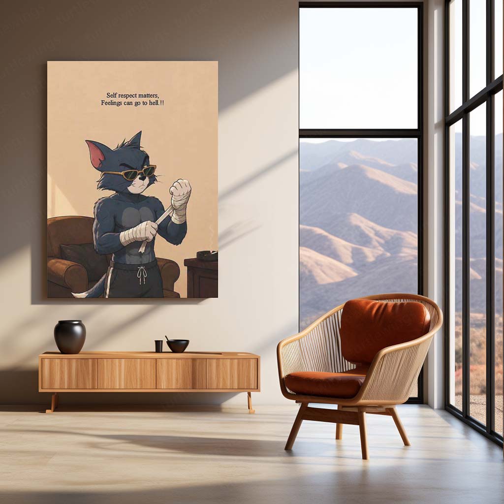 Tom "Self Respect Matters" Metal Poster | Motivational Cartoon Wall Art