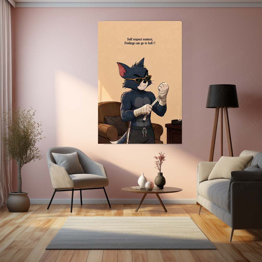 Tom "Self Respect Matters" Metal Poster | Motivational Cartoon Wall Art