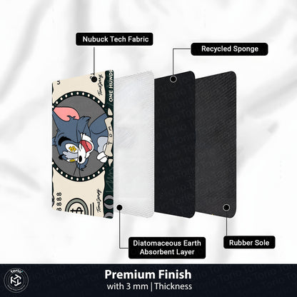 Tom Cat Money Note Flat Rug | Tom and Jerry Cartoon Dollar Bill Inspired Bedroom Flat Rug for Gaming Room & Cartoon Decor