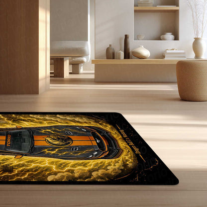 Super Saiyan Muscle Area flat Rug | Dragon Ball Z × Mustang Premium Anime flat Rug | Golden Energy Gaming Room Decor