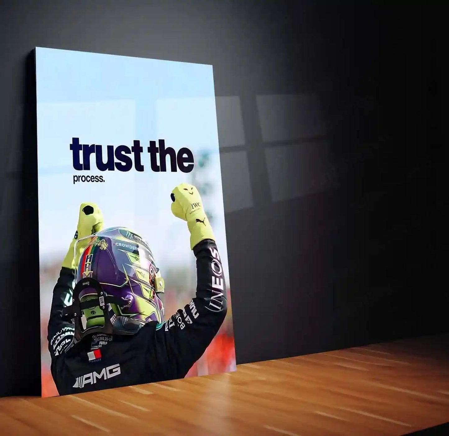 Quote Metal Poster | Lewis Hamilton – Trust the Process Metal Frame Patience, Consistency & Championship Mindset Wall Art | Elite Focus Quote Metal Poster - TURTLEWINGS 