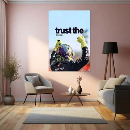Quote Metal Poster | Lewis Hamilton – Trust the Process Metal Frame Patience, Consistency & Championship Mindset Wall Art | Elite Focus Quote Metal Poster - TURTLEWINGS 