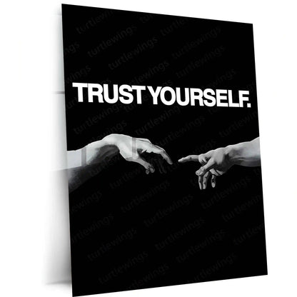 Quote Metal Poster | Trust Yourself Metal Frame Self-Belief & Inner Strength Wall Art | Minimal Confidence Quote Metal Poster - TURTLEWINGS