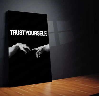 Quote Metal Poster | Trust Yourself Metal Frame Self-Belief & Inner Strength Wall Art | Minimal Confidence Quote Metal Poster - TURTLEWINGS