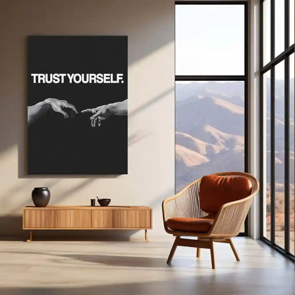 Quote Metal Poster | Trust Yourself Metal Frame Self-Belief & Inner Strength Wall Art | Minimal Confidence Quote Metal Poster - TURTLEWINGS