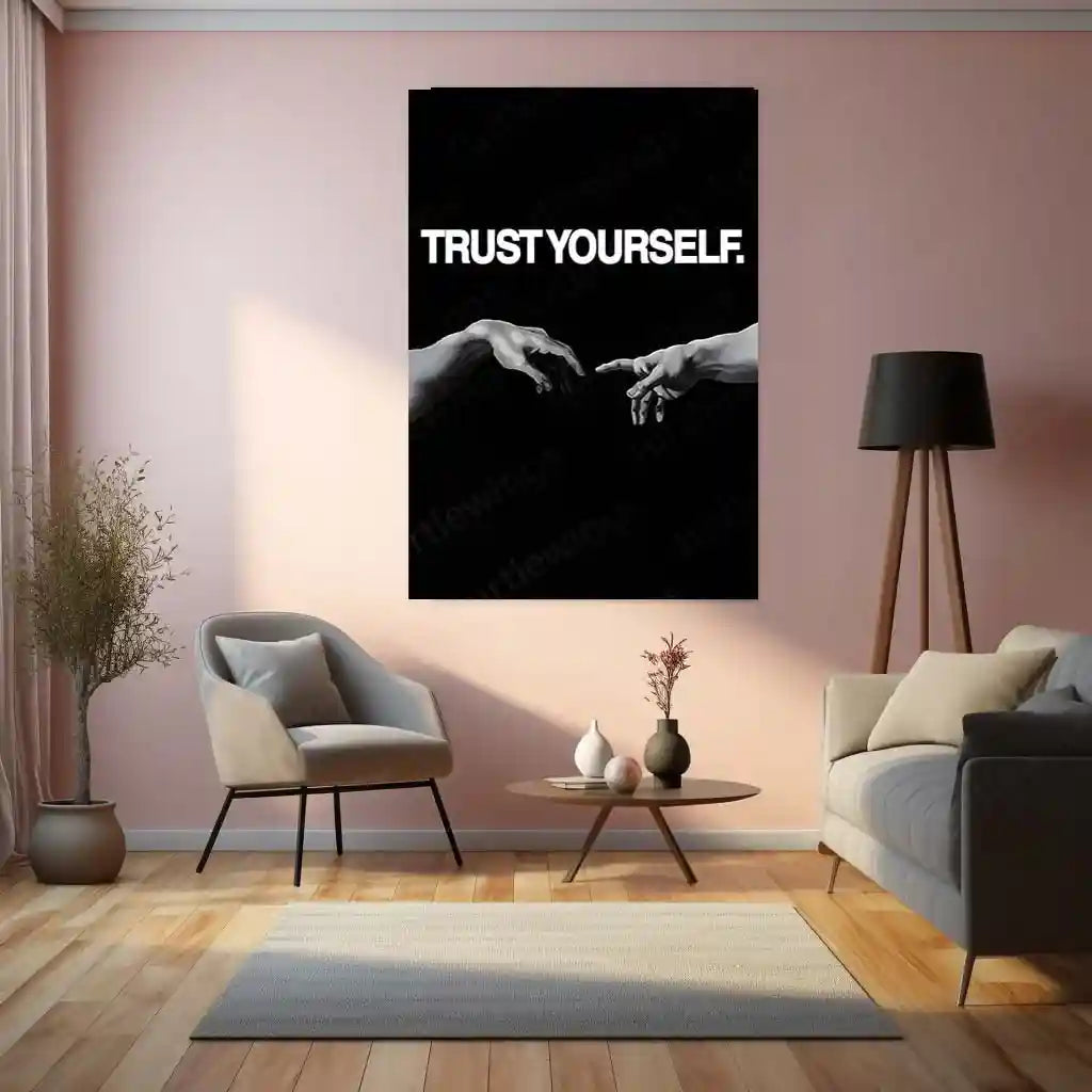 Quote Metal Poster | Trust Yourself Metal Frame Self-Belief & Inner Strength Wall Art | Minimal Confidence Quote Metal Poster - TURTLEWINGS