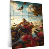 Spiritual Metal Poster |Lord Hanuman & Lord Ganesha on Bike Metal Poster | Funky Devotional Wall Art | Desi Divine Duo Decor