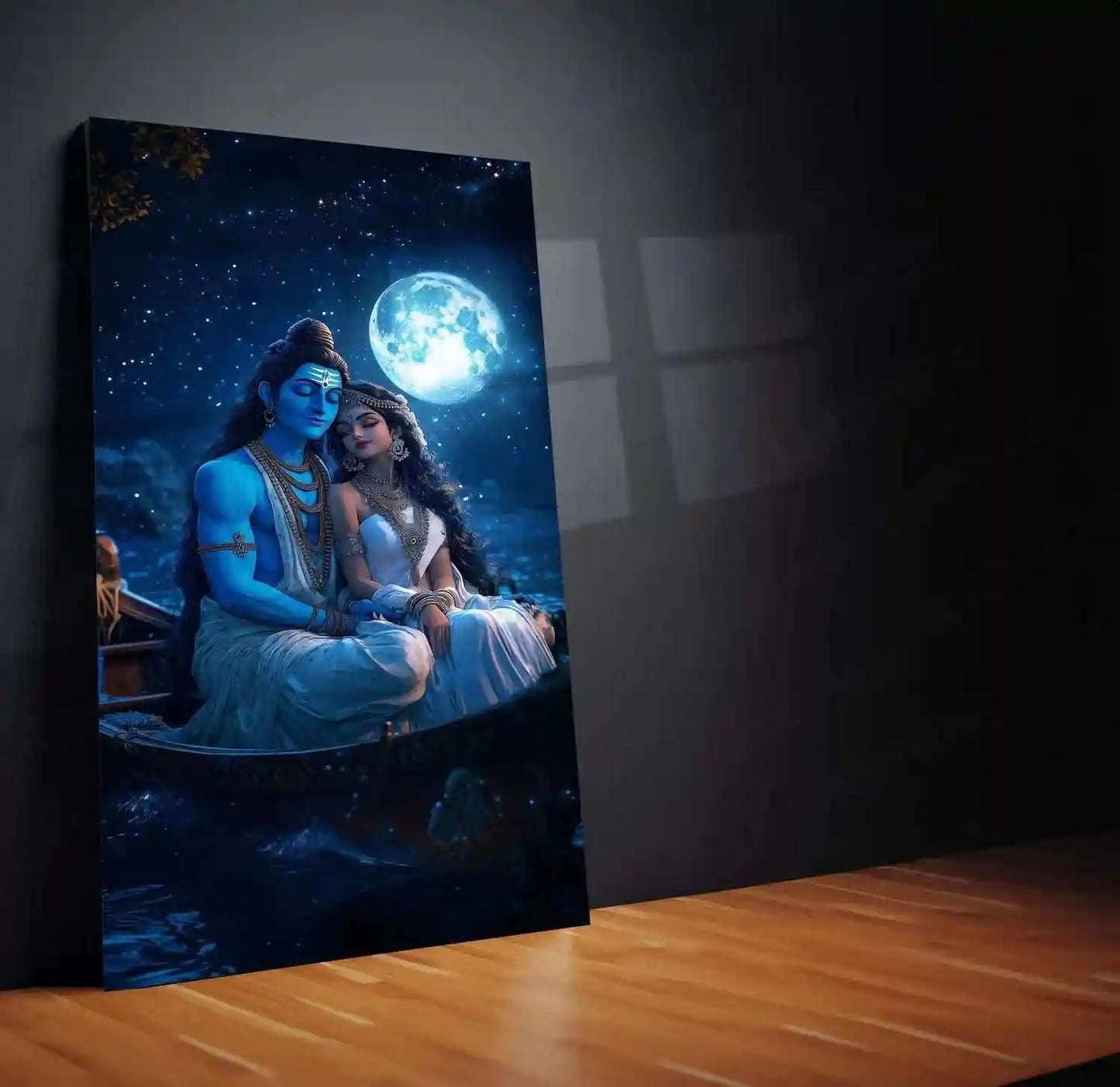 Spiritual Metal Poster | Lord Shiv Parvati Metal Poster | Divine Couple Wall Art | Spiritual Decor for Home & Temple 03 - TURTLEWINGS