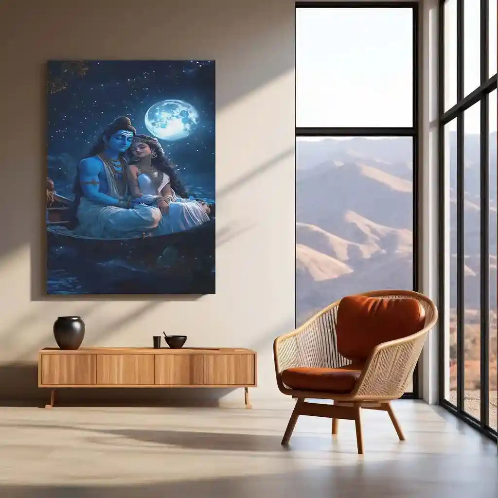 Spiritual Metal Poster | Lord Shiv Parvati Metal Poster | Divine Couple Wall Art | Spiritual Decor for Home & Temple 03 - TURTLEWINGS