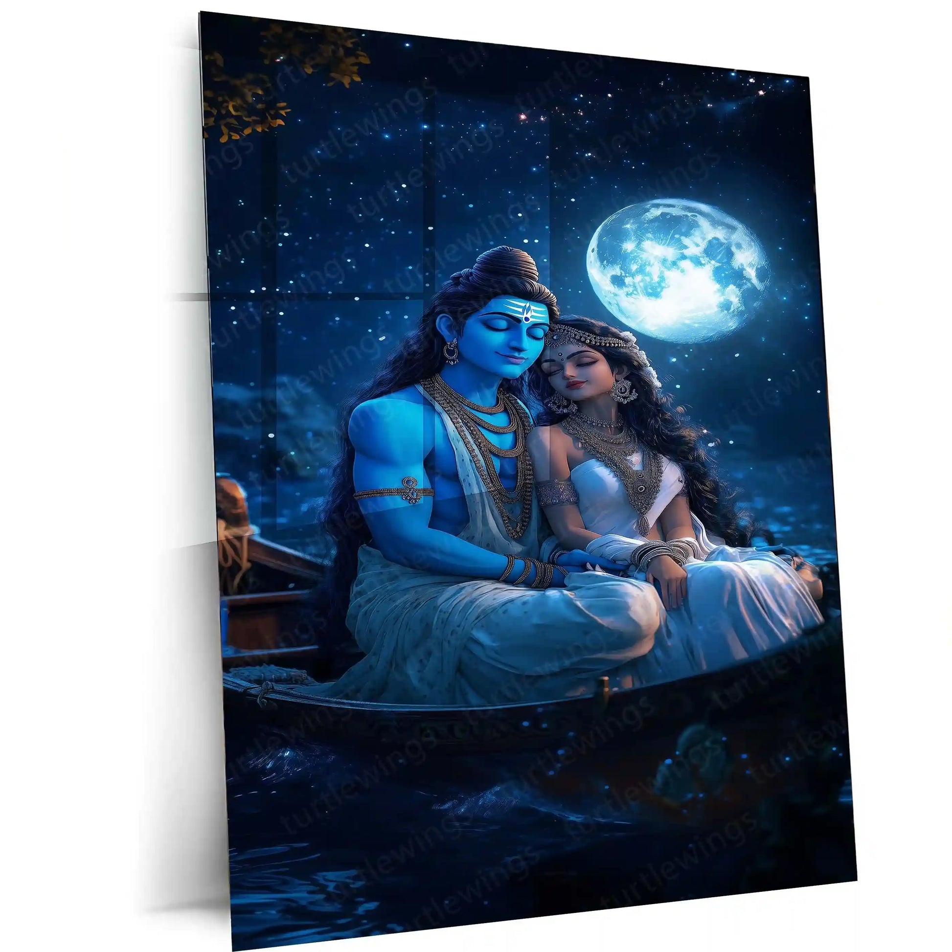 Spiritual Metal Poster | Lord Shiv Parvati Metal Poster | Divine Couple Wall Art | Spiritual Decor for Home & Temple 03 - TURTLEWINGS