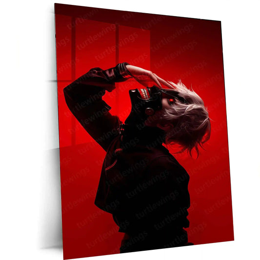 Anime Metal Poster | Ken Kaneki Metal Poster | Tokyo Ghoul Wall Art | Dark Anime Aesthetic Decor - TURTLEWINGS