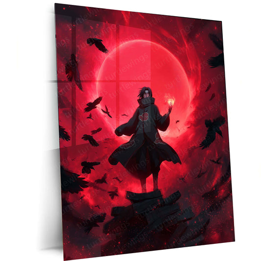 Itachi Uchiha Heroic Full-Body Scene Metal Frame – Naruto Shippuden Poster | Anime-Style Uchiha Clan Wall Art | Legendary Shinobi Decor - TURTLEWINGS
