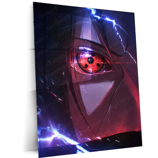 Itachi Uchiha in the Dark Metal Frame – Close-Up Akatsuki Naruto Poster | Shadowed Sharingan Wall Art | Anime Villain Decor - TURTLEWINGS