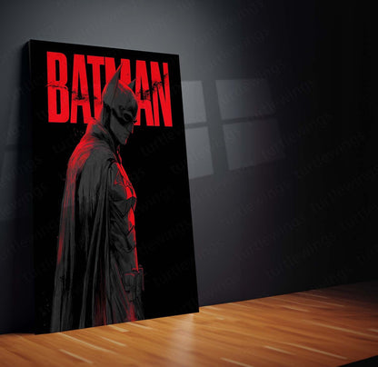 Batman Metal Frame – Futuristic Tattoo-Inspired Design | Bob Layzell Style Hero Art | Dark Aesthetic Wall Decor - TURTLEWINGS