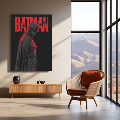 Batman Metal Frame – Futuristic Tattoo-Inspired Design | Bob Layzell Style Hero Art | Dark Aesthetic Wall Decor - TURTLEWINGS
