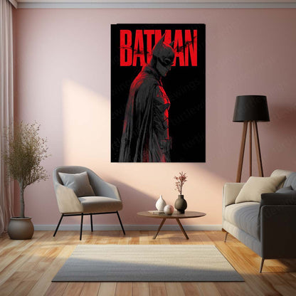 Batman Metal Frame – Futuristic Tattoo-Inspired Design | Bob Layzell Style Hero Art | Dark Aesthetic Wall Decor - TURTLEWINGS