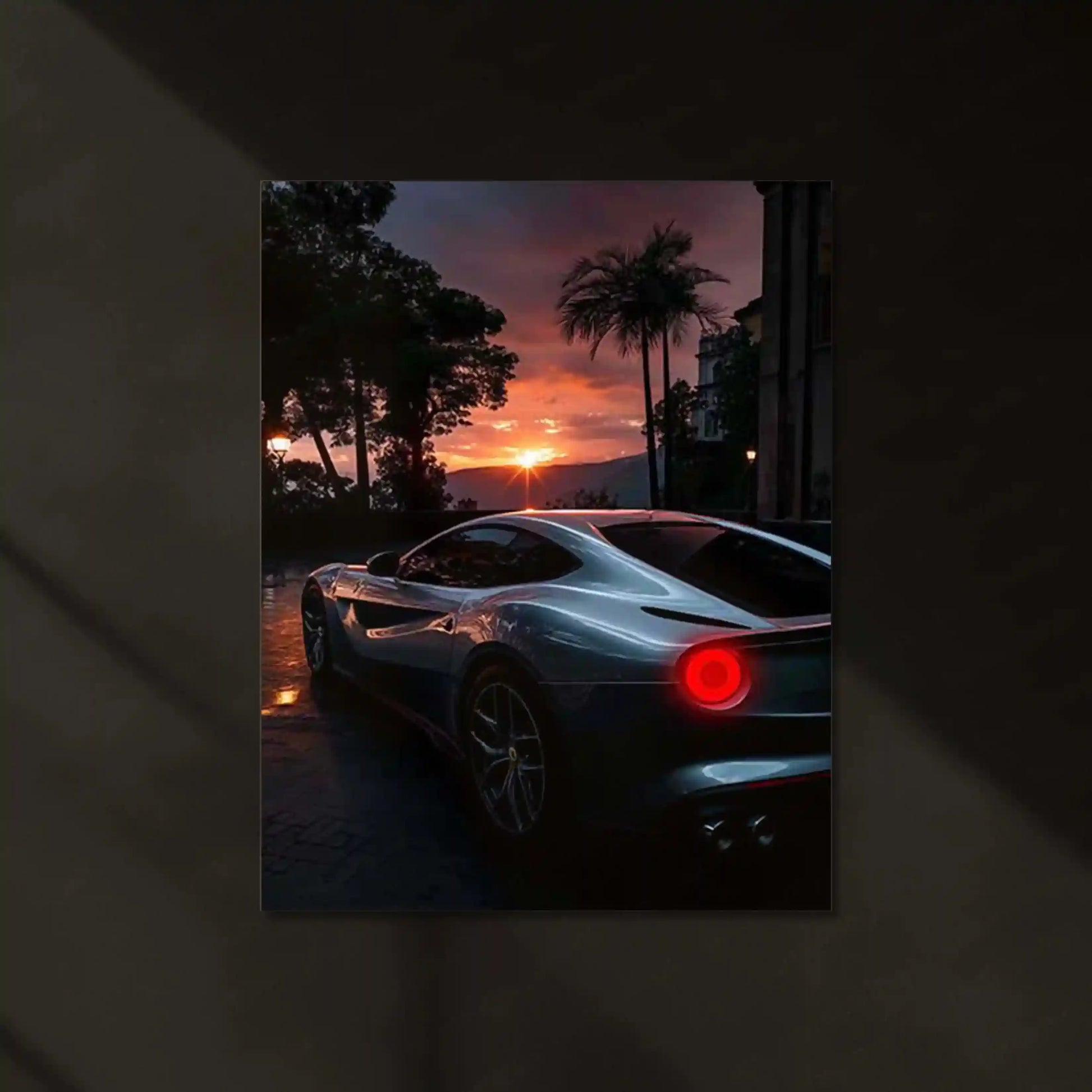 LED | 🏎️ Ferrari F12 Neon LED Metal Poster | Glowing Supercar Wall Art - TURTLEWINGS