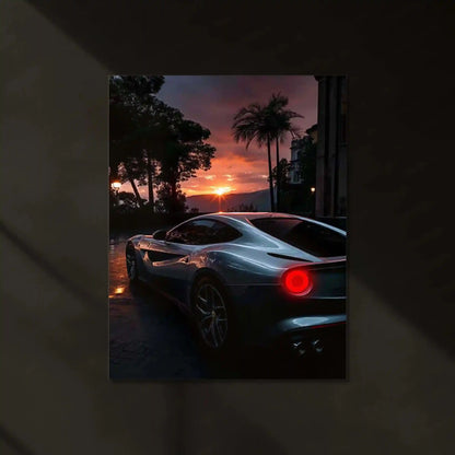LED | 🏎️ Ferrari F12 Neon LED Metal Poster | Glowing Supercar Wall Art - TURTLEWINGS