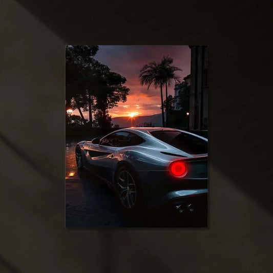 LED | 🏎️ Ferrari F12 Neon LED Metal Poster | Glowing Supercar Wall Art - TURTLEWINGS