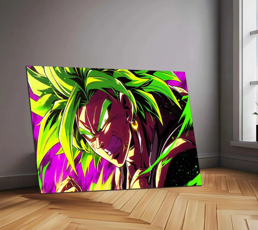 Anime Metal Poster | Broly Green Hair Metal Poster | Dragon Ball Super Wall Art | Legendary Saiyan Rage Decor - TURTLEWINGS