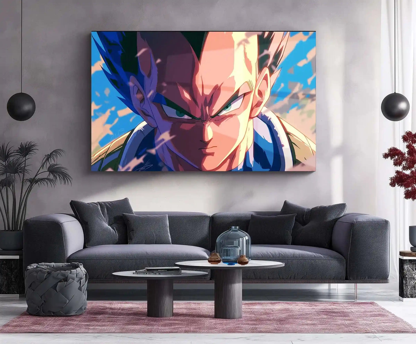 Anime Metal Poster | Vegeta Blue Eyes Metal Poster | Super Saiyan Blue Wall Art | Dragon Ball Anime Warrior Decor - TURTLEWINGS