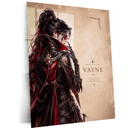 Game Metal Poster | Vayne – The Night Hunter Metal Poster League Inspired Wall Art | Dark Hunter Gaming Metal Frame