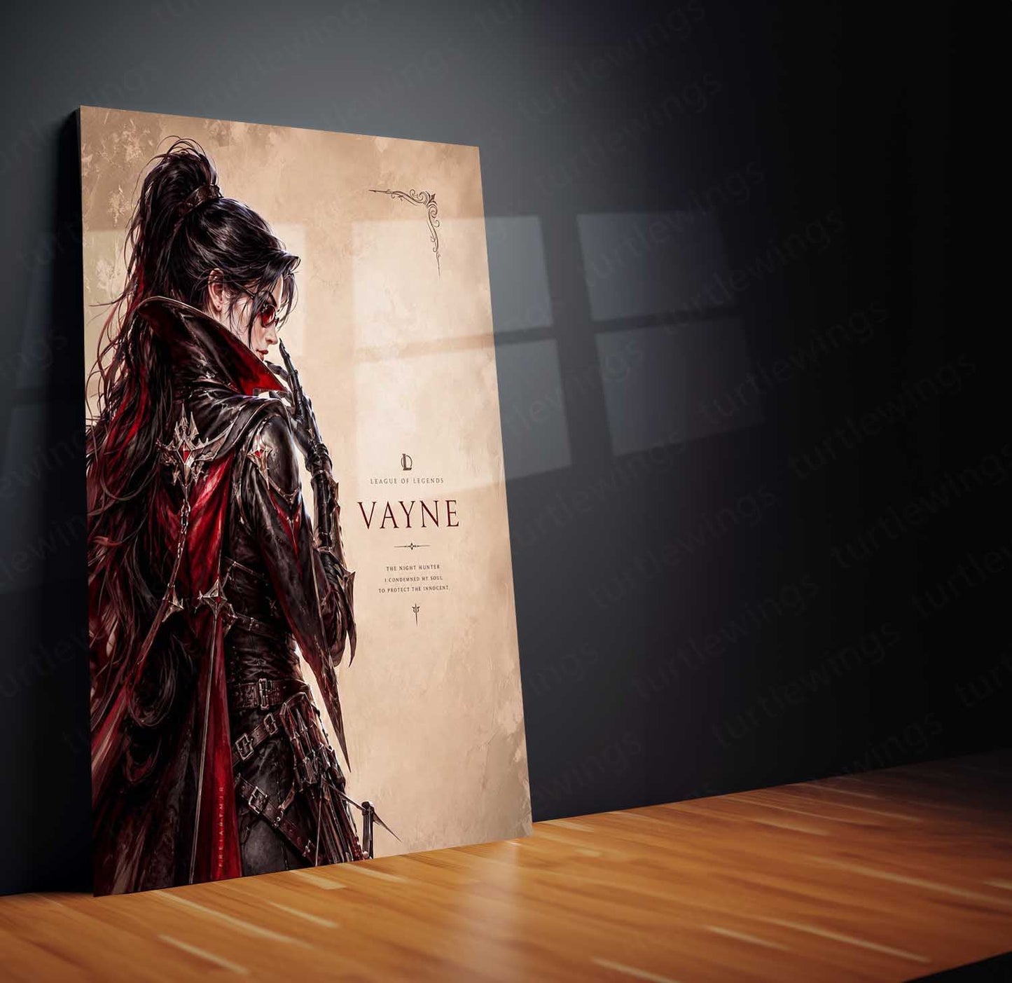 Game Metal Poster | Vayne – The Night Hunter Metal Poster League Inspired Wall Art | Dark Hunter Gaming Metal Frame