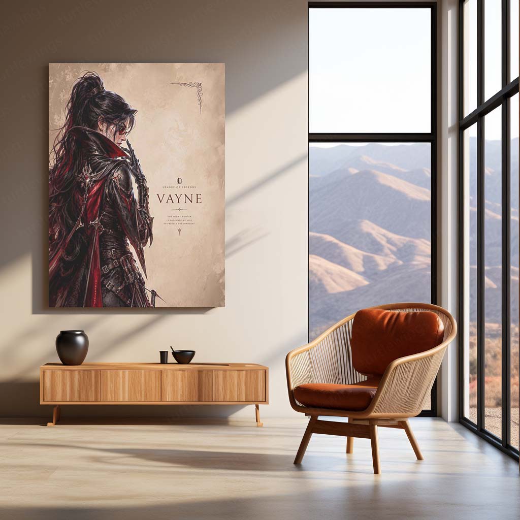 Game Metal Poster | Vayne – The Night Hunter Metal Poster League Inspired Wall Art | Dark Hunter Gaming Metal Frame