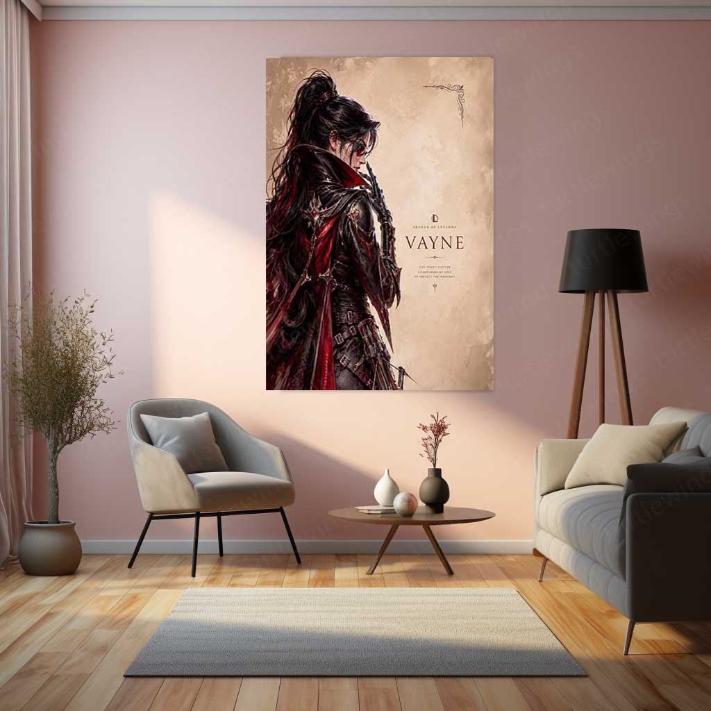 Game Metal Poster | Vayne – The Night Hunter Metal Poster League Inspired Wall Art | Dark Hunter Gaming Metal Frame
