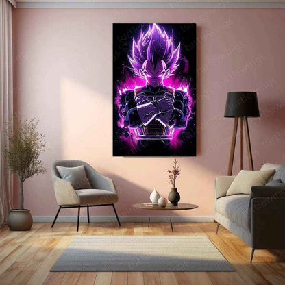 Vegeta Metal Poster – dbz Warrior | Saiyan Prince Wall Art | Powerful Anime Decor - TURTLEWINGS