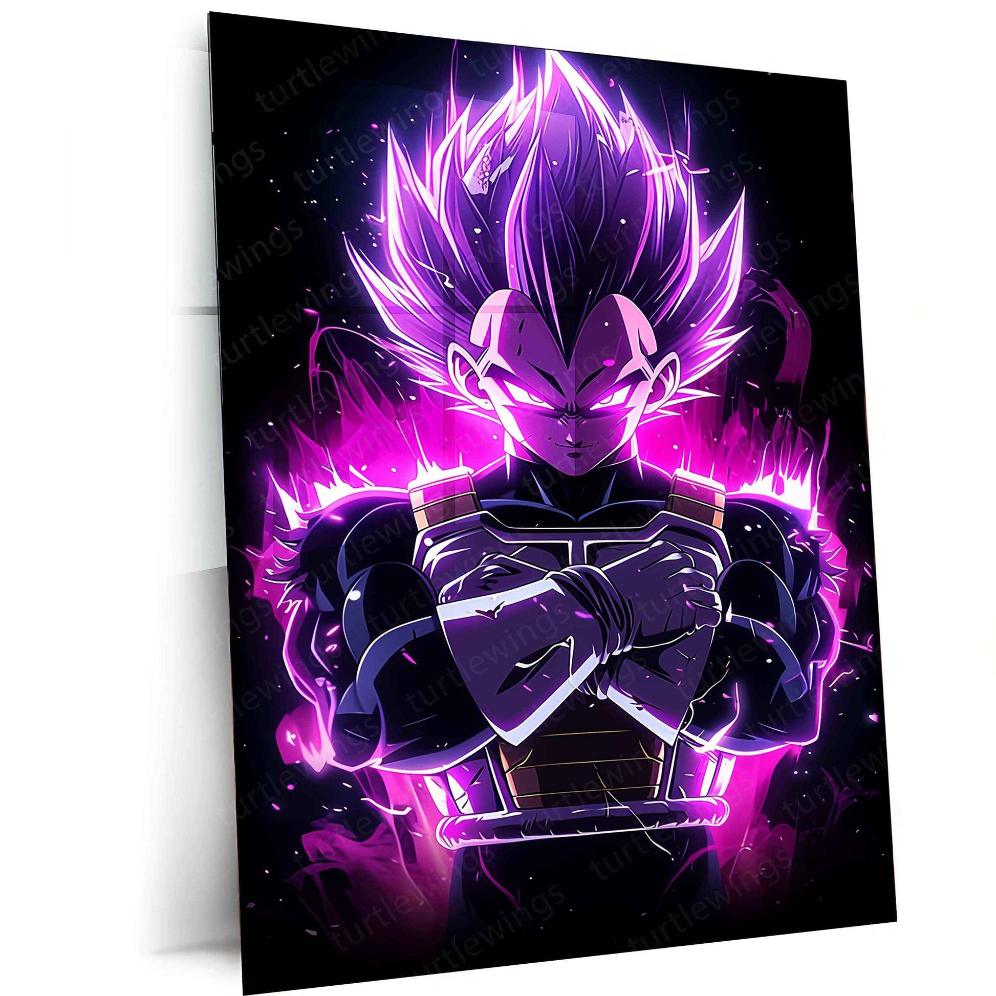 Vegeta Metal Poster – dbz Warrior | Saiyan Prince Wall Art | Powerful Anime Decor - TURTLEWINGS