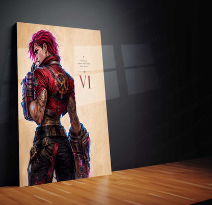 Game Metal Poster | Vi – Loyalty Means Nothing Metal Poster League Inspired Wall Art | Rebel Fighter Gaming Metal Frame