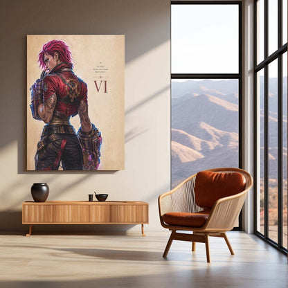Game Metal Poster | Vi – Loyalty Means Nothing Metal Poster League Inspired Wall Art | Rebel Fighter Gaming Metal Frame