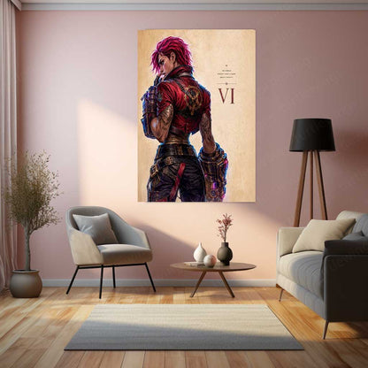 Game Metal Poster | Vi – Loyalty Means Nothing Metal Poster League Inspired Wall Art | Rebel Fighter Gaming Metal Frame