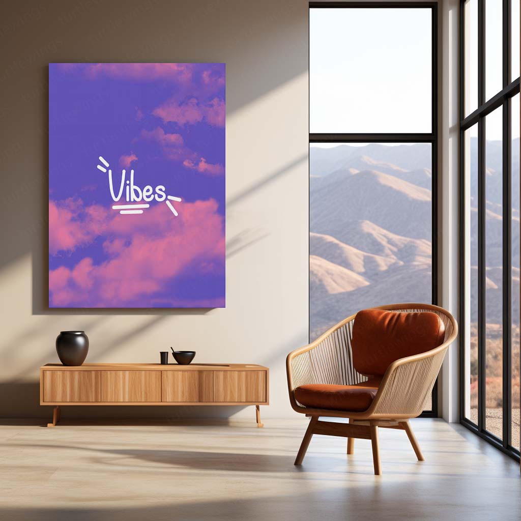 Vibes Art Metal Frame – Aesthetic Typography Wall Poster | Feel-Good Decor for Modern Spaces | Bold Minimalist Design - TURTLEWINGS