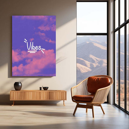 Vibes Art Metal Frame – Aesthetic Typography Wall Poster | Feel-Good Decor for Modern Spaces | Bold Minimalist Design - TURTLEWINGS