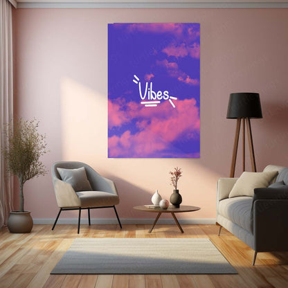 Vibes Art Metal Frame – Aesthetic Typography Wall Poster | Feel-Good Decor for Modern Spaces | Bold Minimalist Design - TURTLEWINGS